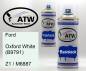 Preview: Ford, Oxford White (B9791), Z1 / M6887: 400ml Sprühdose + 400ml Klarlack - Set, von ATW Autoteile West.